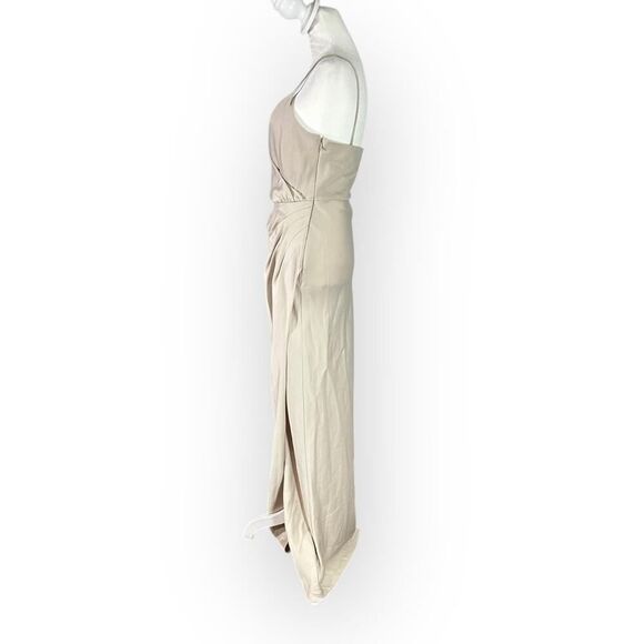 Sachin & Babi Freya Dress Women's 4 Champagne Satin V-Neck Sleeveless Maxi Gown - Picture 4 of 14